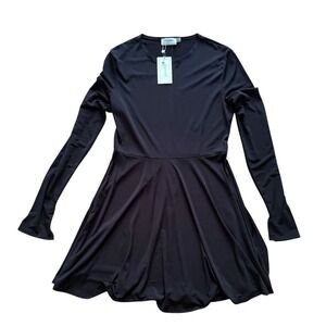 Flounce London Women's Black L/S skater Fit & Flare‎ Knee Length Dress 8 capsule